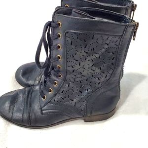 Rampage Black Neo Gothic Motorcycle Combat Faux Leather Boots 7